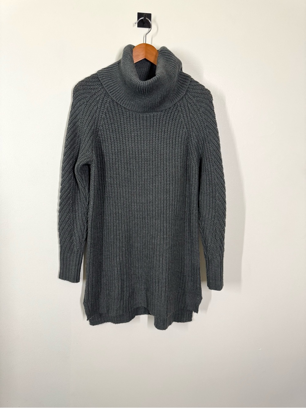 a new day Charcoal Ribbed Cowl Turtleneck Sweater Dress Size Medium Warm Cozy